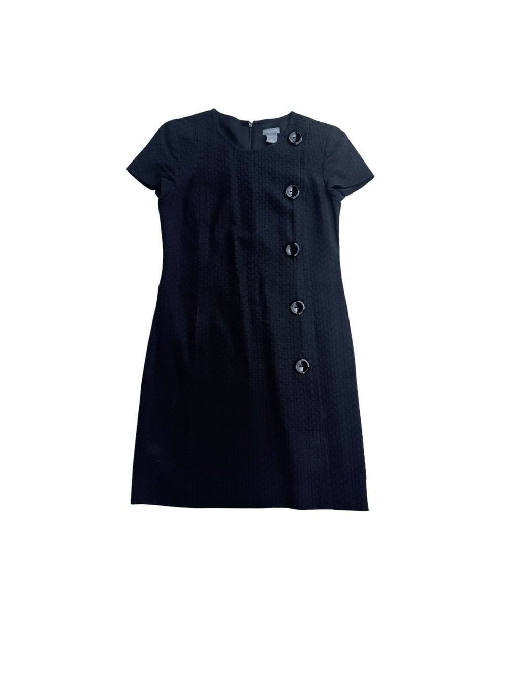 Ann Taylor Petites Black Short-Sleeve Button-Accent Shift Dress size 0